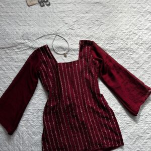 Mehroon beaded crush chatpati kurti