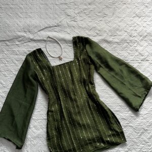 Green  beaded crush chatpati kurti