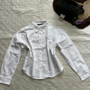 Embellished white pure cotton shirt