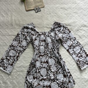 Floral bell sleeves corset back cotton kurti