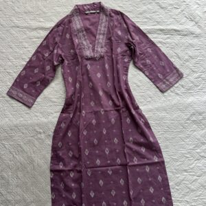 Pure Cotton Paisely V Neck Long Kurti