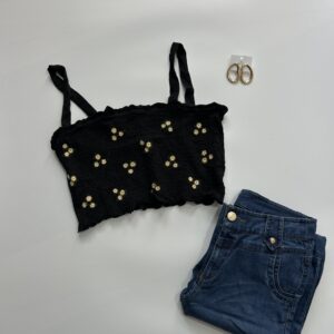 H&M Floral Ruched Tank Top
