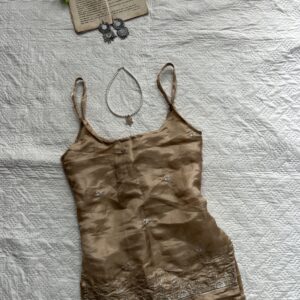 Beige Zari Corset Back Short Kurti