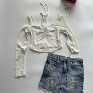 White chic corset pintersty top