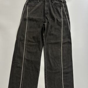 Charcoal Striped Baggy Imported Denim