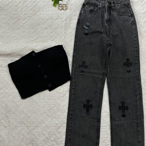 Padded Tube Top with funky denim combo