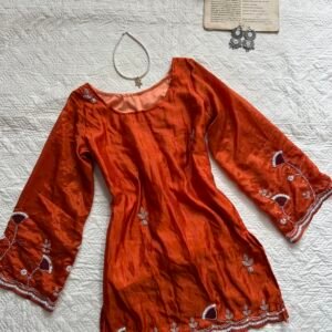 Rust Orange Beaded & Threaded Corset Chatpati kurti