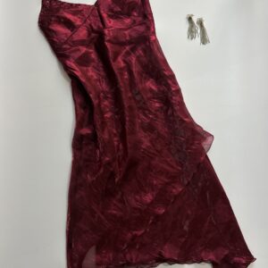 Burgundy Vintage Midi Beaded Dress
