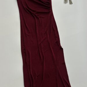 Burgundy Ruched Bodycon Slit Dress