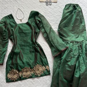 Banarasi Gloss Mirror Work Green Set