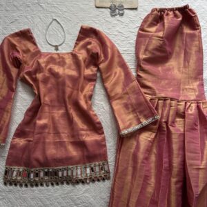 Banarasi Gloss Mirror Work Pink Set