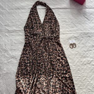 Animal Print Halter Backless Dress
