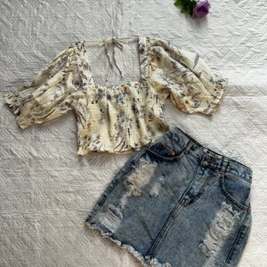 Square Neck Puff Coquette Top