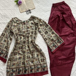 Pure Cotton Farshi Burgundy Salwar Set