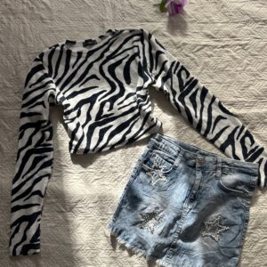 zebra print body fit top