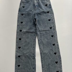 Heart Embroidered Cutesy Imported Denim