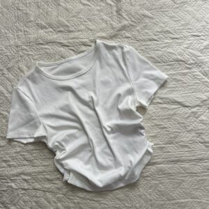 Ruched White Crop Top