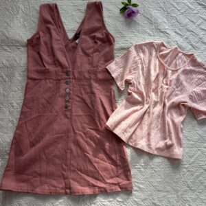 Peach Denim Dress with Top