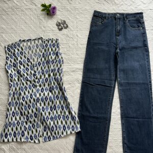 Desi Cotton Vest with Straight Fit Denim Desi Combo