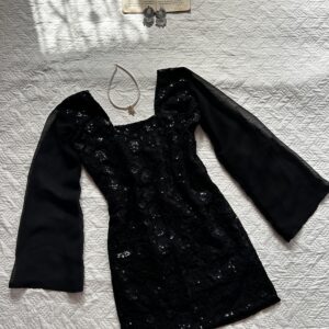 Midnight black Premium Floral Sequence chatpati kurti
