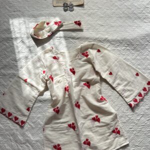 Kora Cotton Heart Embroidered Corset Kurti with Choker Duppata