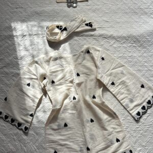 Kora Cotton Heart Embroidered Corset Kurti with Choker Duppata