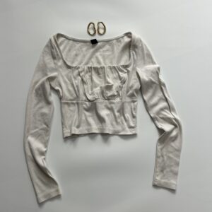 Square Neck Slim Fit Beige Top