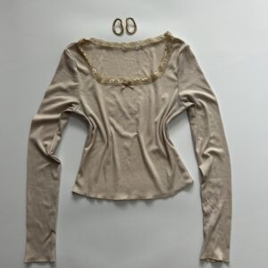 Beige Cutesy Crop Top