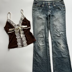 y2k cutesy top with bootcut denim combo