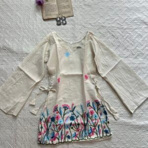 Kora Cotton Embroidered Snatch Waist Kurti