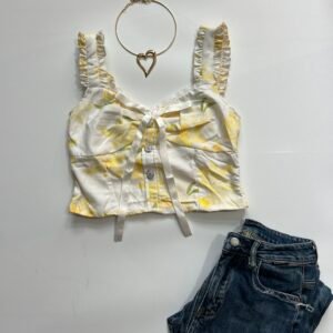 Floral Sleveeless Top with Bow
