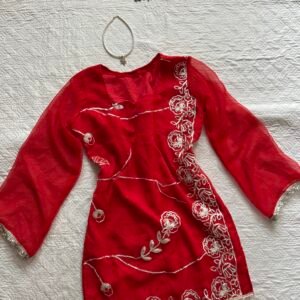 Hot red gotta patti corset kurti