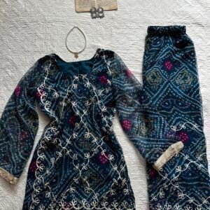 Bandhani gotta patti corset kurti with pant set