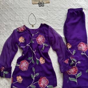 Handpainted beaded corset kurti with pant set
