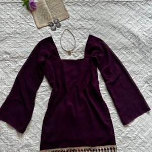 Deep Plum Mirror Work Corset Back Short  Kurti