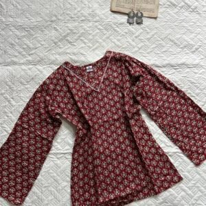V neck Pure Cotton Short Kurti