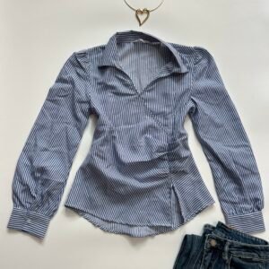 Striped Wrap Around Shirt Top