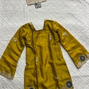 Mustard Crepe Silk Zari Work Kurti