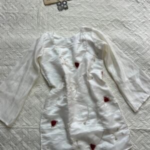 White Crepe Silk Bead & Thread Work Kurti