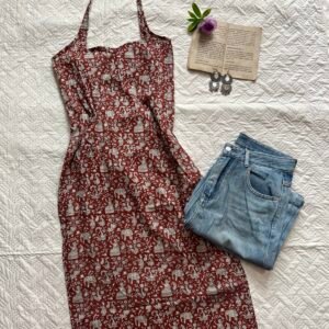 Rust Royale Long Halter Neck Backless Kurti