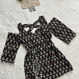Pure Cotton Corset Back Cold Shoulder Kurti - S