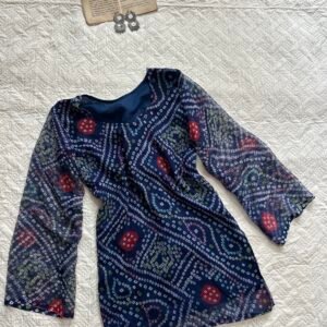 Royal Blue Bandhani Corset Back  Short Kurti
