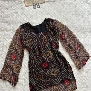 Hot Black Bandhani Corset Back  Short Kurti