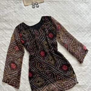 Hot Black Bandhani Corset Back  Short Kurti