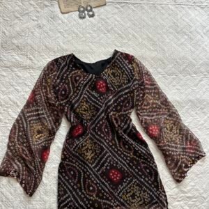 Hot Black Bandhani Corset Back  Short Kurti