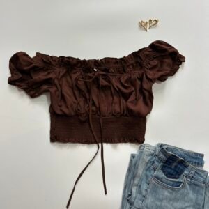 Smoke Brown Ruched Top