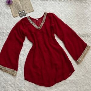 Hot Red Chatpati Sheer Y2k Kurti