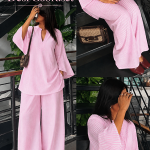 Striped Baby Pink Pure Cotton Coordset
