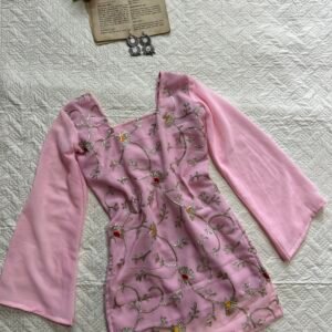 Baby Pink Gotta Patti Short Corset Back Kurti