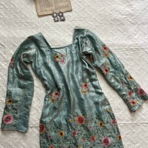 Silk Embroidered & Beaded Short Kurti